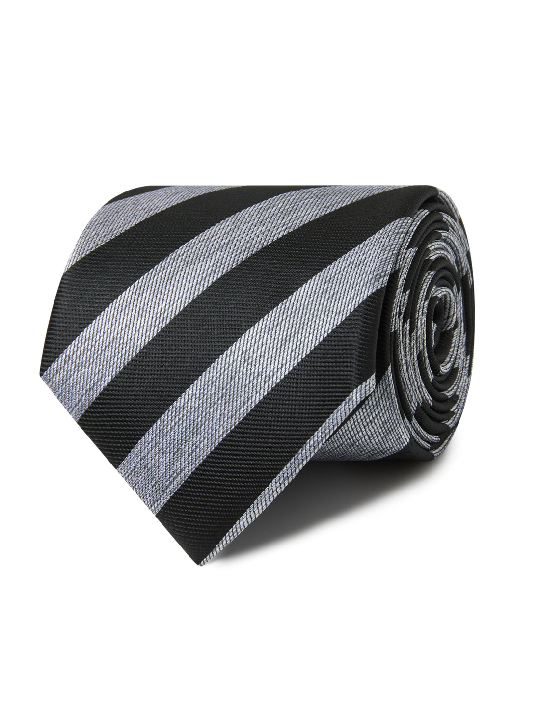 Jet Black and Steel Stripe Necktie - black and grey stripe detail - OTAA