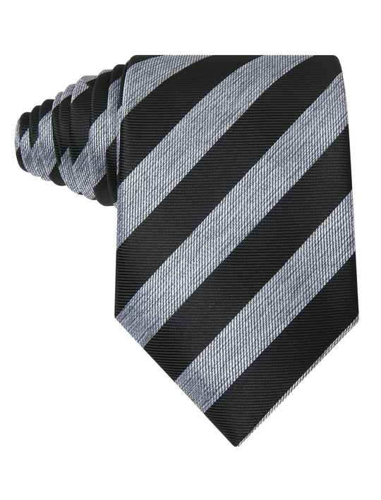 Jet Black and Steel Stripe Necktie