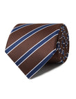 Walnut Quay Stripe Necktie - brown and navy stripe detail - OTAA