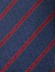 Kensington Red Necktie - knotted view, navy and red stripe - OTAA