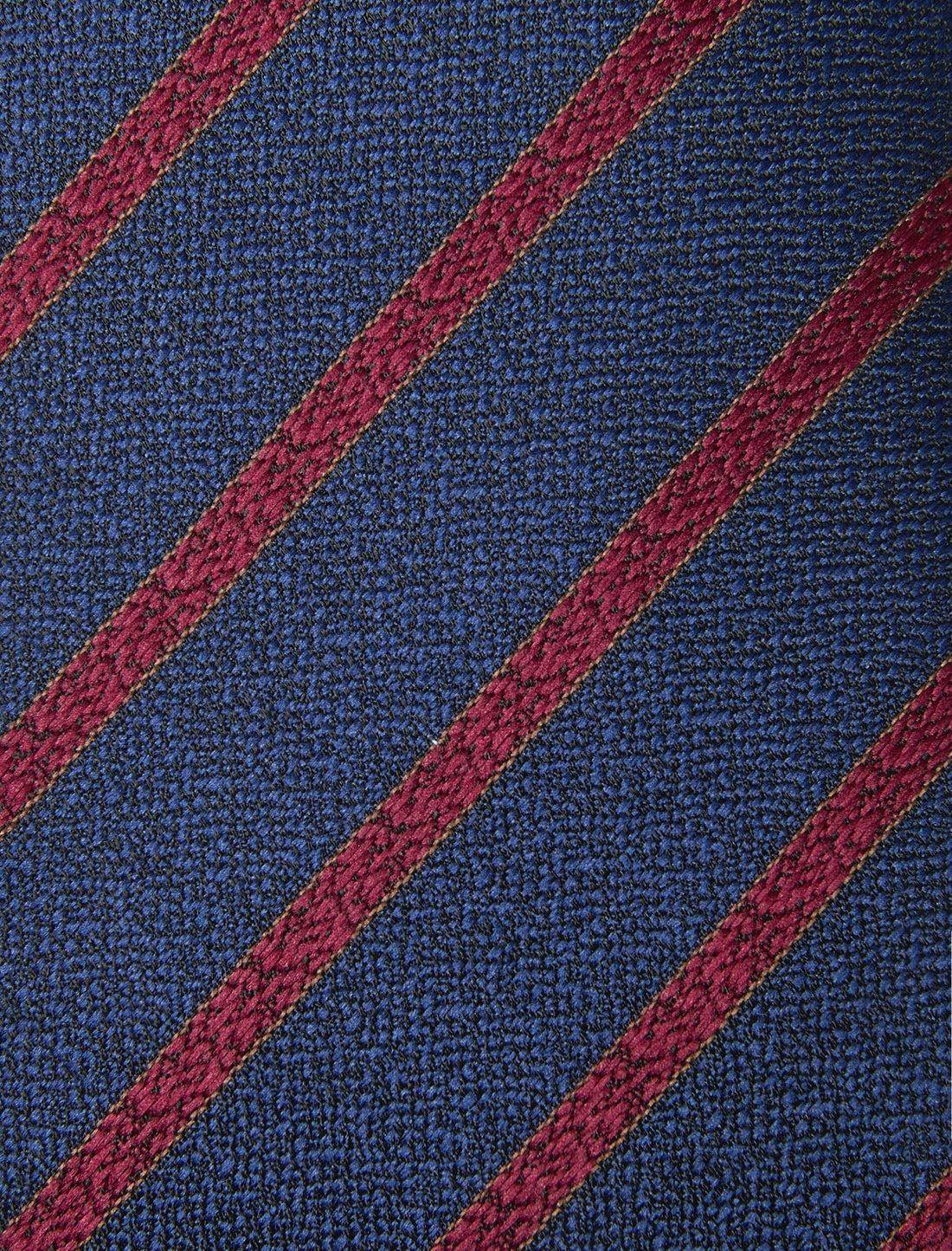 Kensington Red Necktie - knotted view, navy and red stripe - OTAA