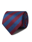 Belmont Burgundy Blue Stripe Necktie - burgundy and blue stripe detail - OTAA