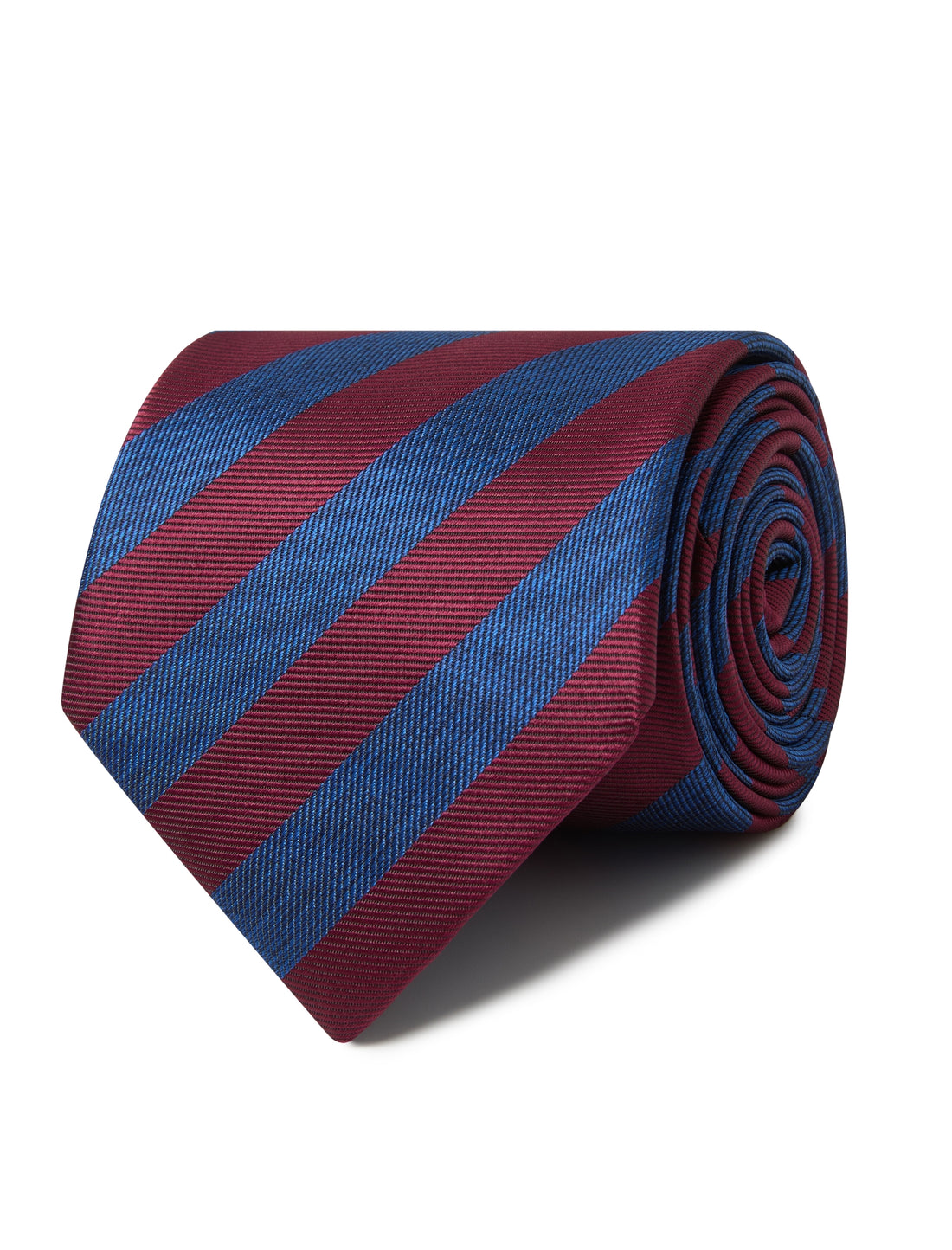 Belmont Burgundy Blue Stripe Necktie - burgundy and blue stripe detail - OTAA