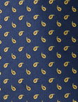 Paisley Goldleaf Necktie - knotted view, navy and gold paisley - OTAA