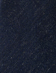Deep Navy Linen Necktie - knotted view, navy linen - OTAA