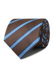 Bluebell Brown Stripe Necktie - blue and brown stripe detail - OTAA