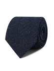 Deep Navy Linen Necktie - navy linen texture detail - OTAA