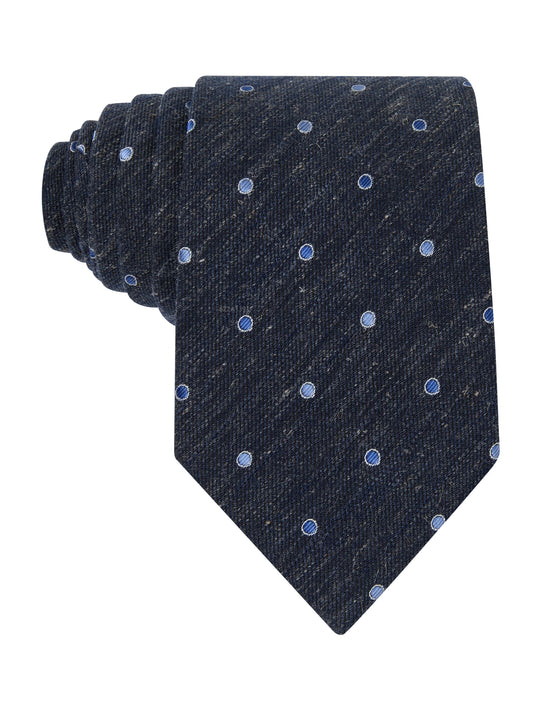 Blenheim Navy Spot Linen Necktie