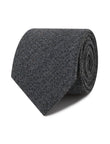 Pewter Ground Linen Necktie - charcoal grey linen texture detail - OTAA