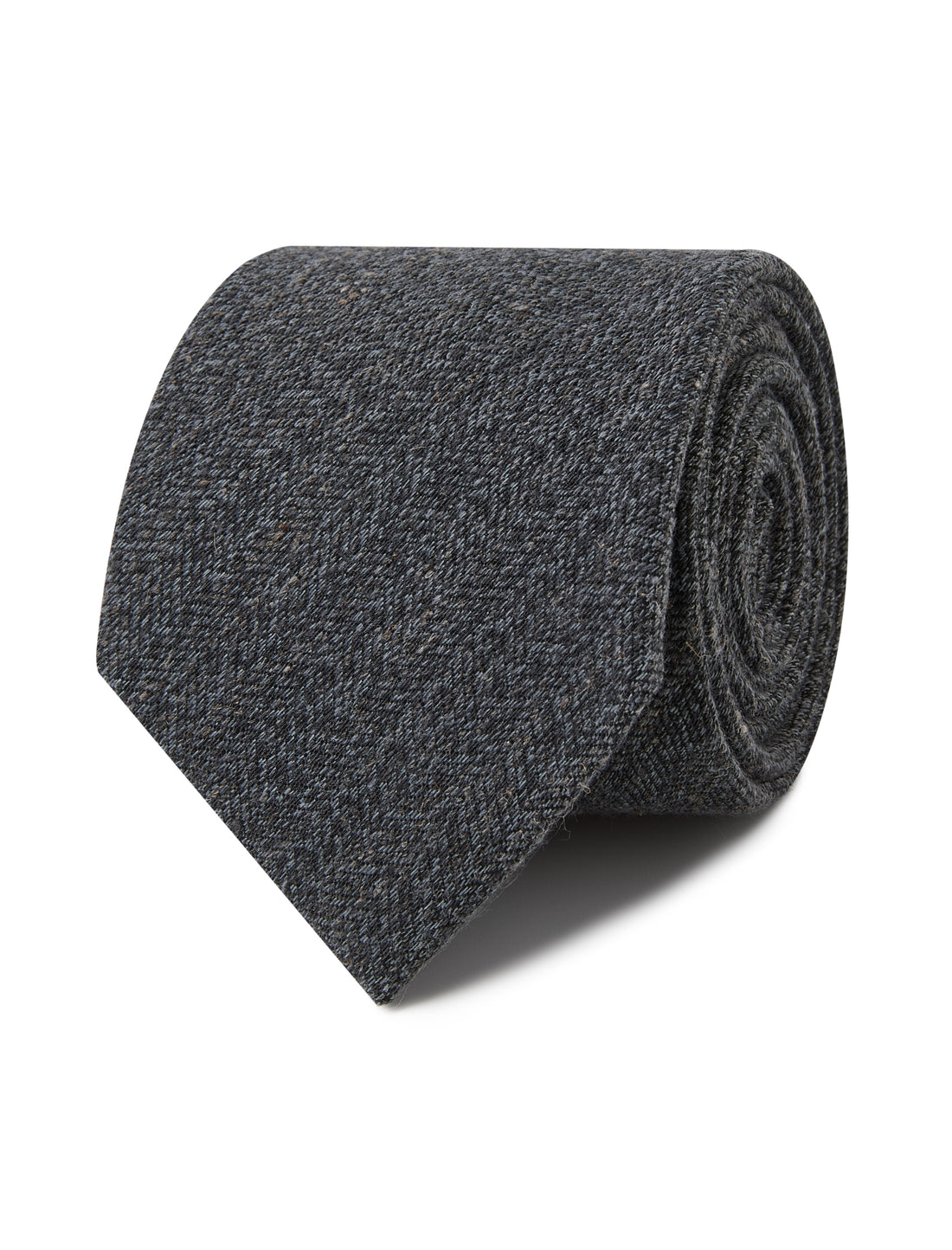 Pewter Ground Linen Necktie - charcoal grey linen texture detail - OTAA