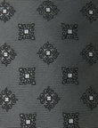 Pewter Crest Necktie - knotted view, grey floral - OTAA