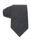 Pewter Ground Linen Necktie - charcoal grey plain linen tie - OTAA