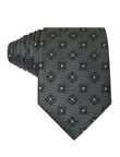 Pewter Crest Necktie - grey floral tie, 100% microfiber - OTAA
