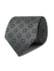 Pewter Crest Necktie - grey floral detail - OTAA