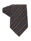Ledgerton Stripe Necktie - brown, navy and white stripe linen tie - OTAA