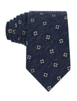 Ink and White Foulard Linen Necktie - navy and white diamond foulard linen tie - OTAA