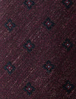 Port Medallion Linen Necktie - knotted view, burgundy medallion linen - OTAA