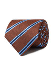 Cocoa Blue Stripe Necktie - brown and blue stripe detail - OTAA
