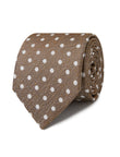 Walnut White Dot Necktie - brown and white dot detail - OTAA