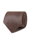 Chancery Brass Houndstooth Necktie - navy and brass houndstooth detail - OTAA