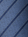 Tideway Reef Necktie - knotted view, navy and sky blue stripe - OTAA