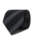 Charcoal Drift Necktie - charcoal linen stripe detail - OTAA