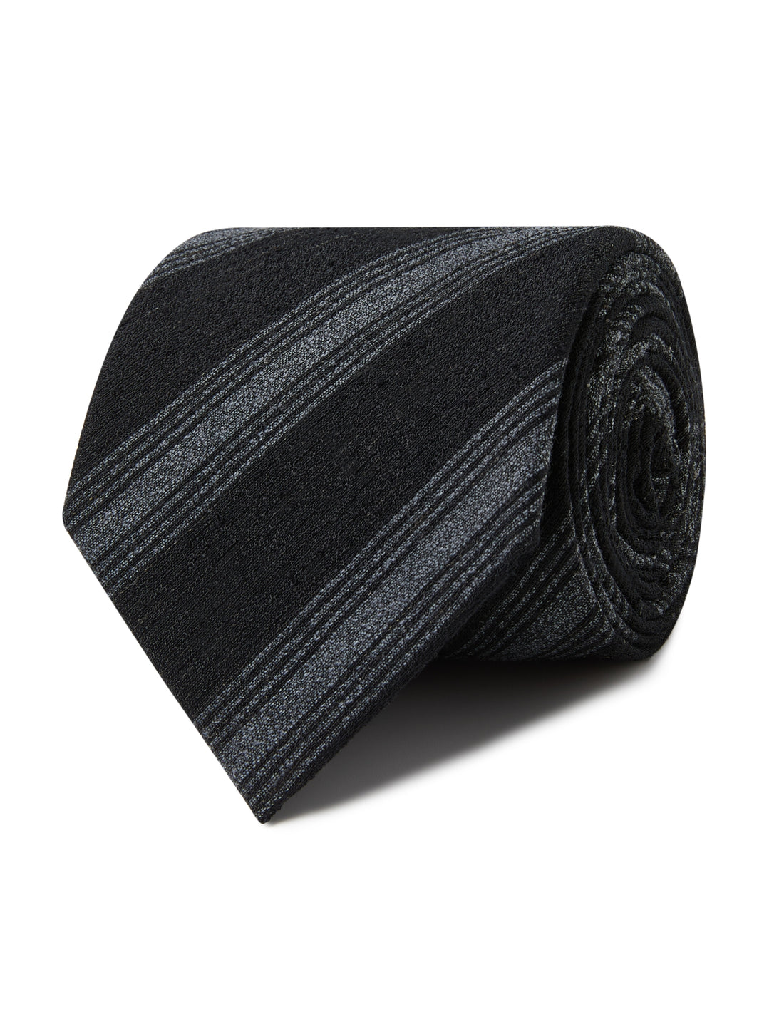 Charcoal Drift Necktie - charcoal linen stripe detail - OTAA
