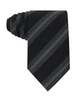 Charcoal Drift Necktie - charcoal grey and black stripe linen tie - OTAA