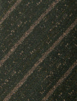 Forest Fleck Linen Necktie - knotted view, olive cream stripe linen - OTAA