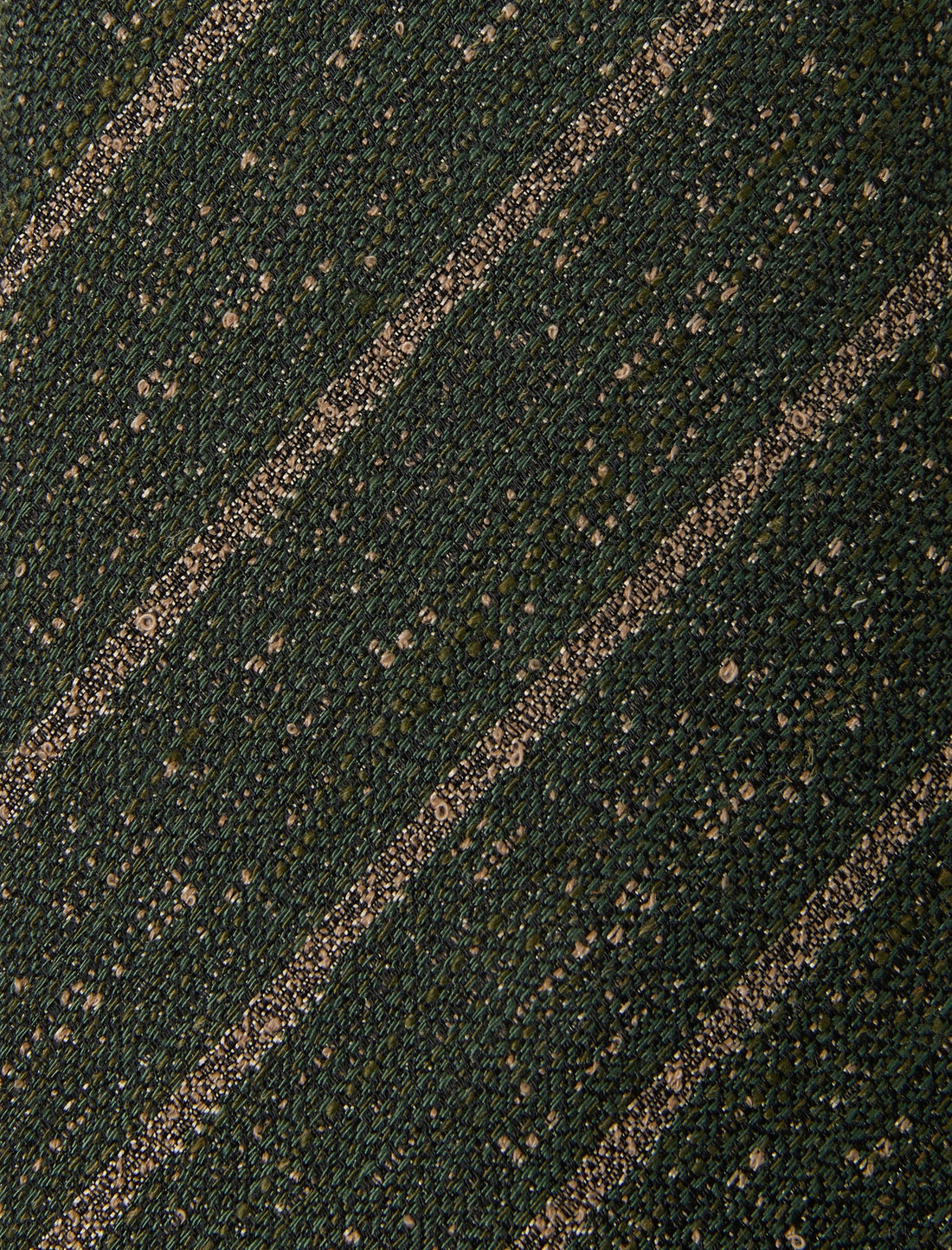 Forest Fleck Linen Necktie - knotted view, olive cream stripe linen - OTAA