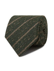 Forest Fleck Linen Necktie - olive and cream stripe detail - OTAA