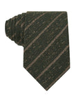 Forest Fleck Linen Necktie - olive green and cream stripe linen tie - OTAA