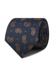 Burnham Drift Paisley Necktie - navy and brown paisley detail - OTAA