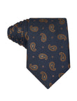 Burnham Drift Paisley Necktie - navy and brown paisley tie, 100% microfiber - OTAA