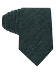 Ferngrove Green Linen Necktie - forest green plain linen tie - OTAA
