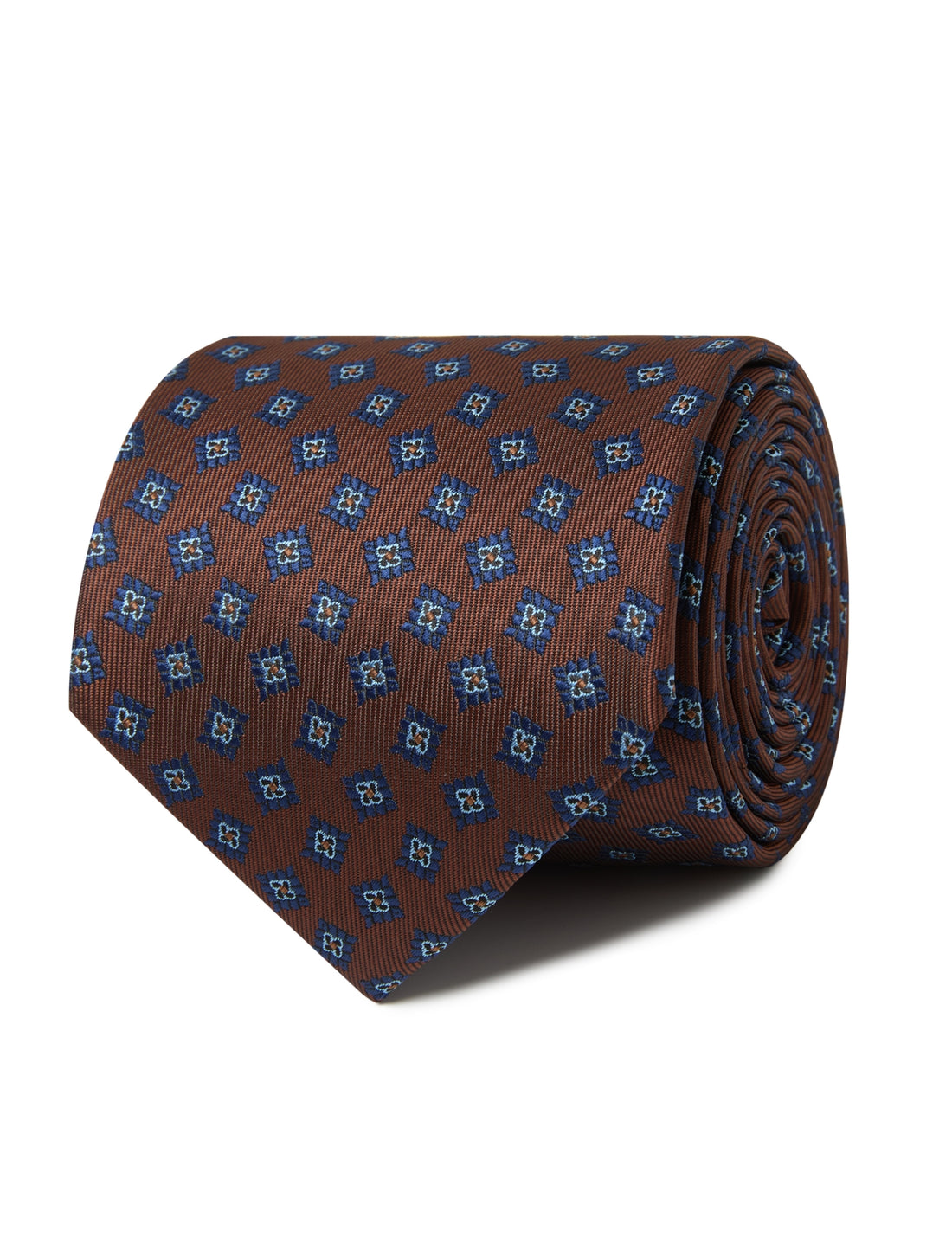 Oakwood Acorn Brown Necktie - brown pattern detail - OTAA