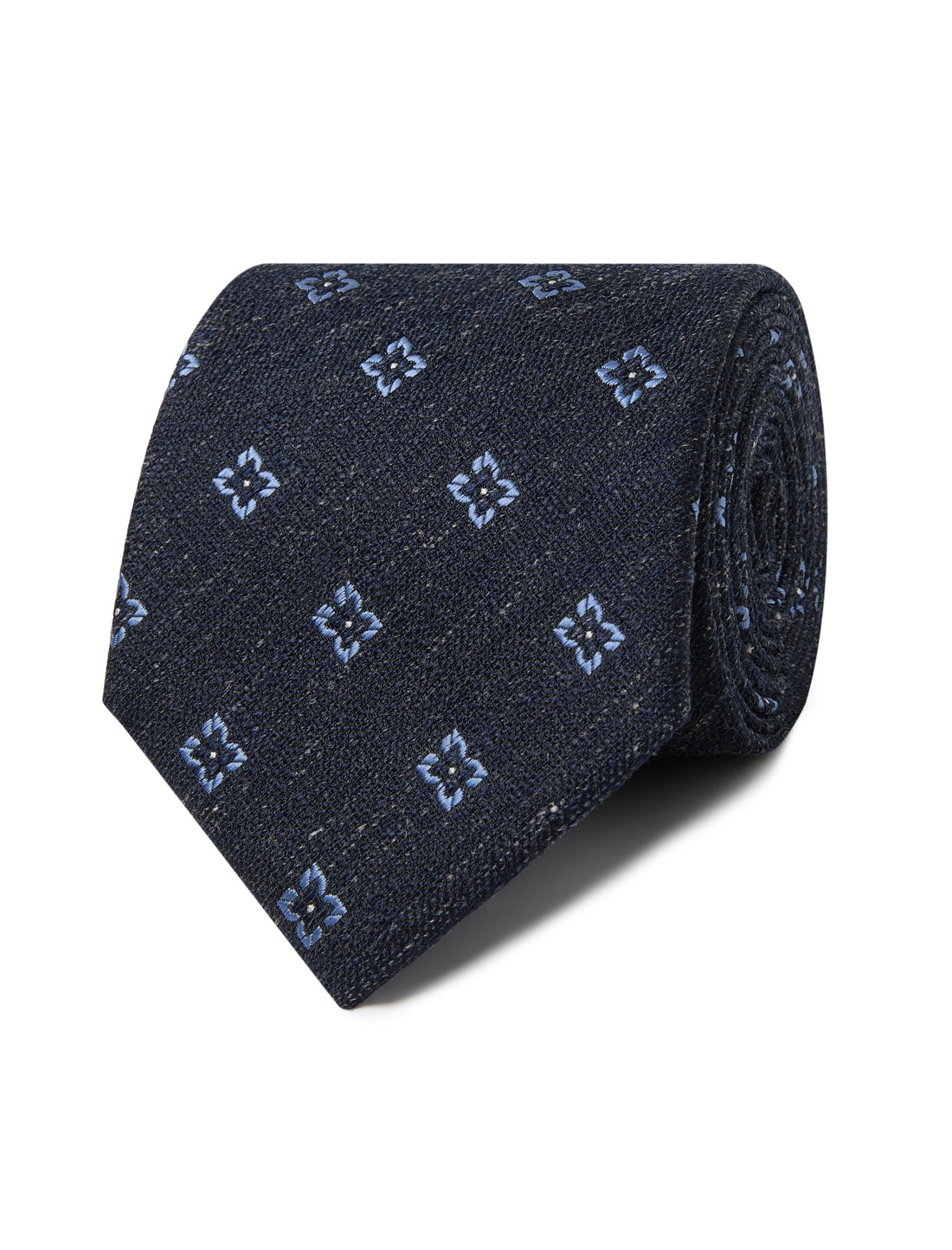 Admiralty Foulard Necktie - navy diamond foulard detail - OTAA