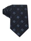 Admiralty Foulard Necktie - navy and white diamond foulard linen tie - OTAA
