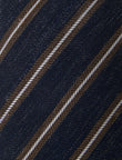 Toffee Stripe Linen Necktie - knotted view, brown caramel stripe linen - OTAA