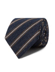 Toffee Stripe Linen Necktie - brown and caramel stripe detail - OTAA