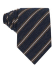 Toffee Stripe Linen Necktie - brown, caramel and navy stripe linen tie - OTAA