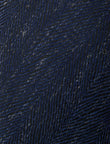Deep Blue Weave Textured Necktie - knotted view, navy herringbone linen - OTAA