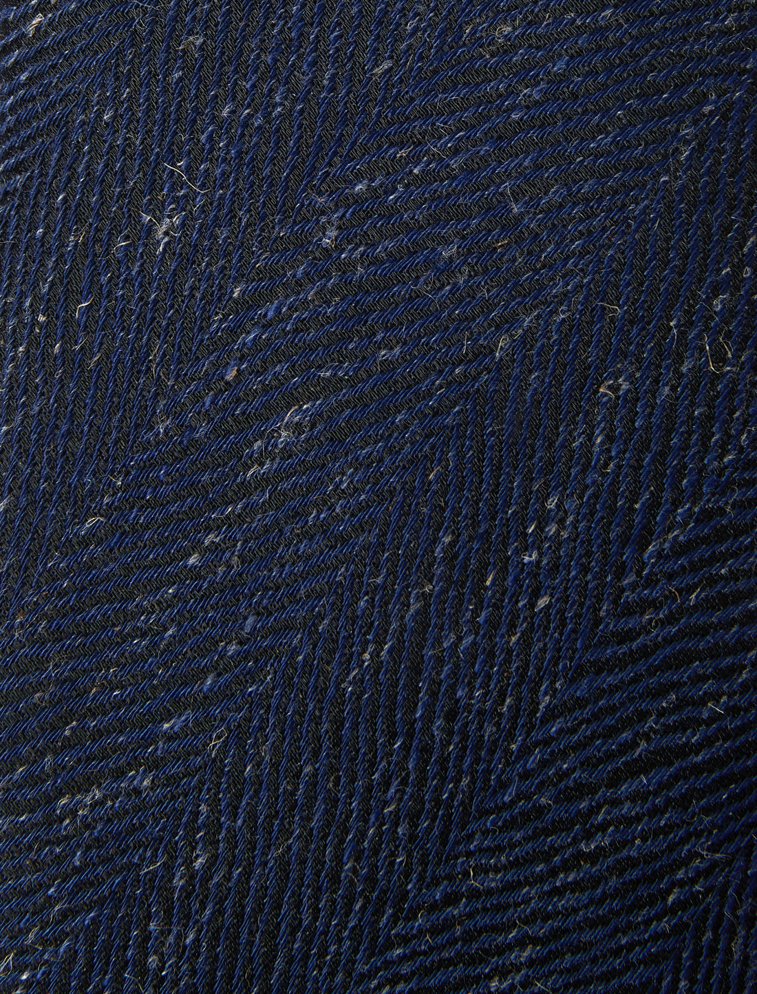 Deep Blue Weave Textured Necktie - knotted view, navy herringbone linen - OTAA