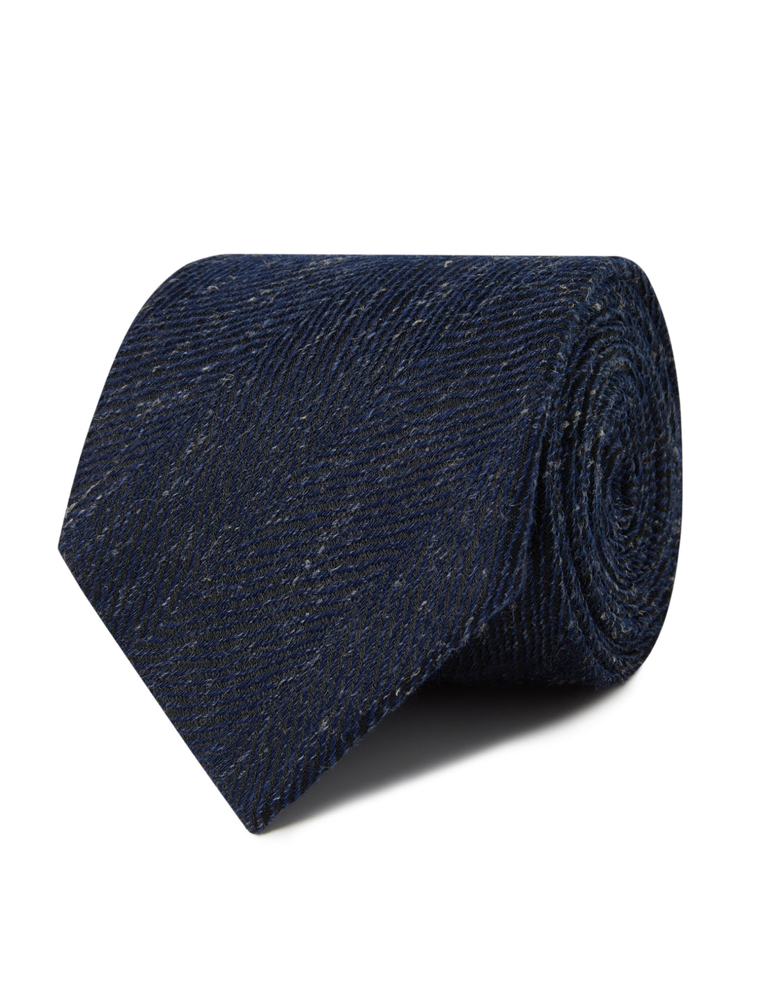Deep Blue Weave Textured Necktie - navy herringbone texture detail - OTAA