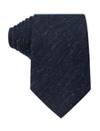 Deep Blue Weave Textured Necktie - navy blue herringbone textured linen tie - OTAA