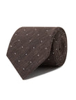 Walnut Pin Spot Necktie - brown and white pin spot detail - OTAA