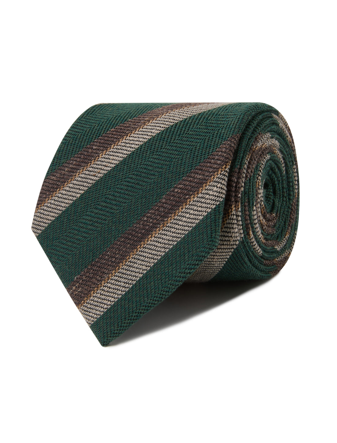 Gamekeepers Stripe Necktie - green and brown stripe detail - OTAA