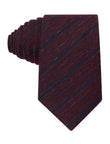 Port Lane Stripe Necktie - burgundy and navy stripe linen tie - OTAA
