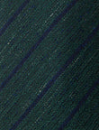 Woodside Stripe Linen Necktie - knotted view, green teal stripe linen - OTAA
