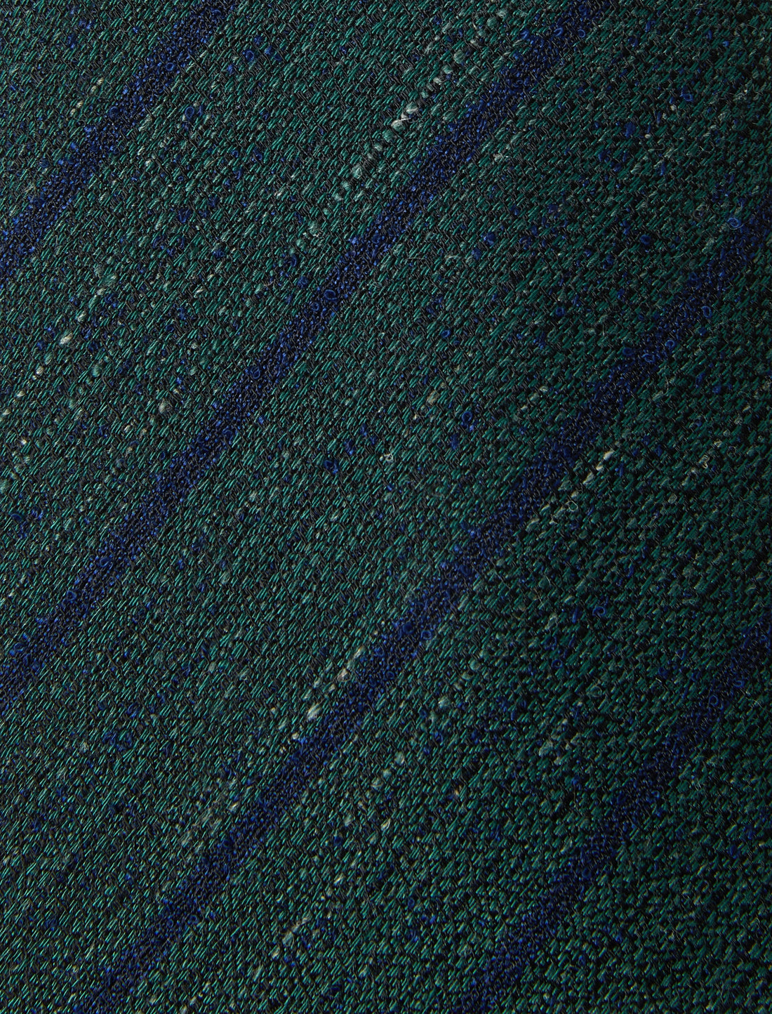 Woodside Stripe Linen Necktie - knotted view, green teal stripe linen - OTAA
